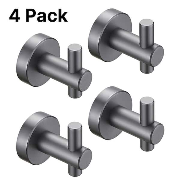 Tenleaf Round Base Bathroom Knob Robe/Towel Hook Wall Hook in Gray, Anti-corrosion and Waterproof (4-Pack)
