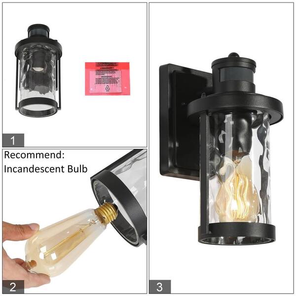 Uolfin Modern Black Outdoor Wall Light 1-Light Motion Sensor