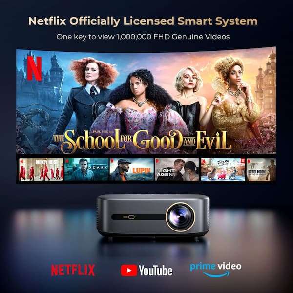 Vrbgify 1920 x 1080 4K 1080P Smart Projector with 1000 Lumens