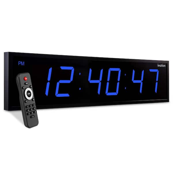 36 in. Large Digital Wall Clock, LED Digital Clock with Timer and Alarm, Blue