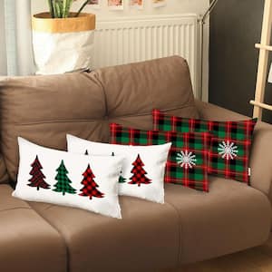 Charlie Set of 4 Christmas Plaid Lumbar Decorative Pillows 1 in. X 20 in.
