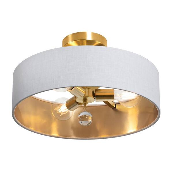 AFX Celine 60-Watt 3-Light Satin Brass Shaded Pendant Light with