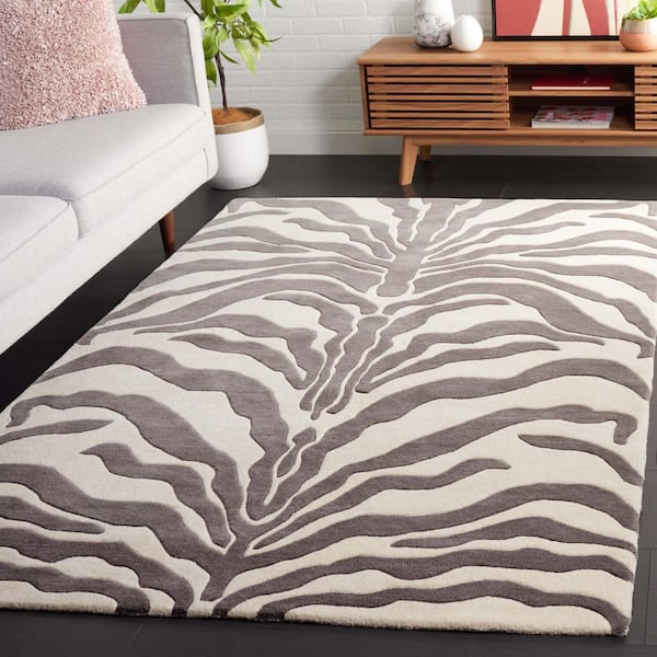 Soho 4 ft. x 6 ft. Ivory/Gray Glam Zebra Area Rug