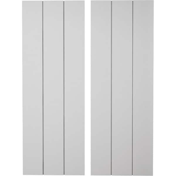 Ekena Millwork 16.5 in. x 66 in. Timberthane Polyurethane 3-Board Joined Board-n-Batten Smooth Faux Wood Shutters, No Batten Pair