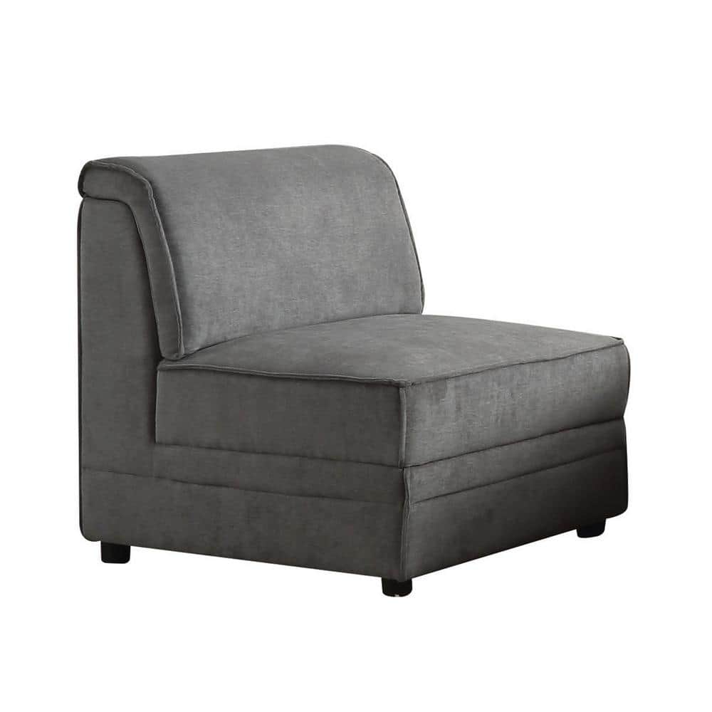 Bois 30" Modular Armless Chair in Gray Velvet