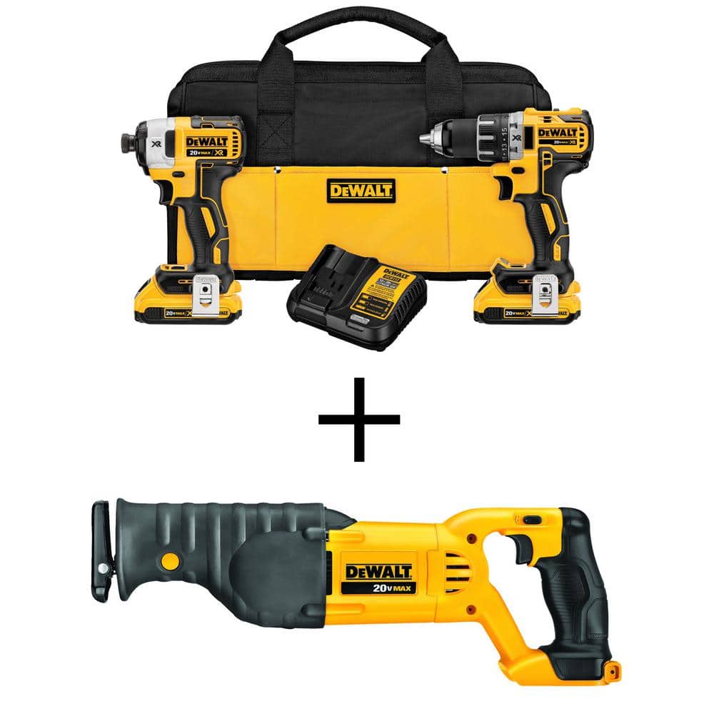 DEWALT 20V MAX XR Cordless Brushless Drill/Impact 2 Tool Combo Kit, 20V ...