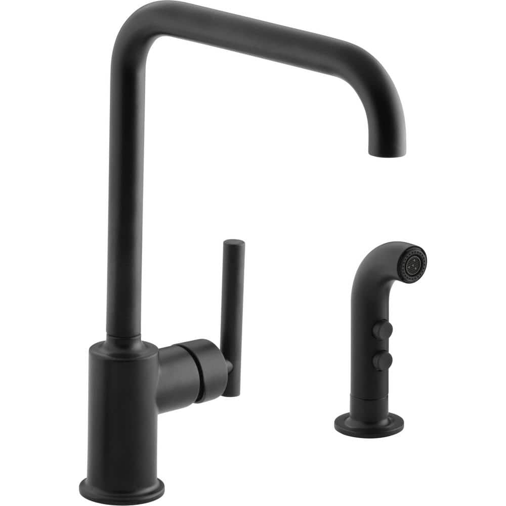 Purist Matte Black Stainless Steel Kitchen Faucet with Side Spray
