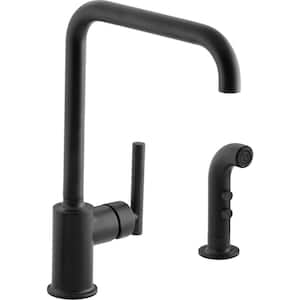 Purist Single-Handle Standard Kitchen Faucet with Sidespray in Matte Black