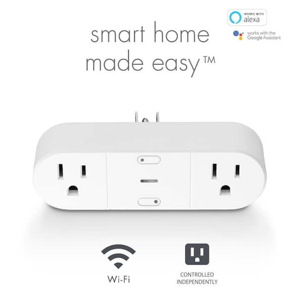 ANGELHALO Smart Outlet with 2 Individually Controlled Ports, 2.4 GHz WiFi  Outlet, 15 Amp Smart Plugs Work with Alexa, Google Home, No Hub Required  Smart Wall Outlet, 4 Packs