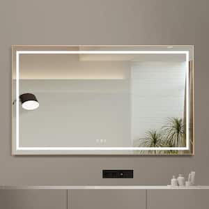 72 in. W x 36 in. H LED Rectangular High Lumen Framed Wall Mount Bathroom Vanity Mirror, Anti-fog Split, Memory Function