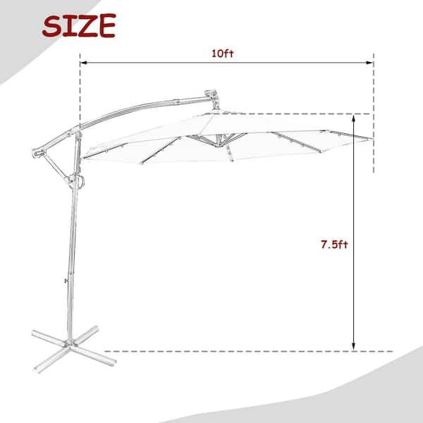 Costway 10 ft. Aluminum Offset Cantilever Solar Tilt Patio