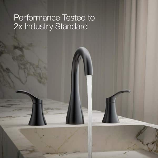 KOHLER Simplice Double-Handle 0.5 GPM 8 in. Widespread Bathroom Sink Faucet in Matte Black