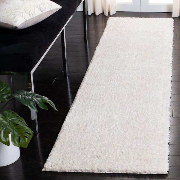 Decora Shaggy 2 ft. x 12 ft. Ivory Flokati Solid Runner Rug