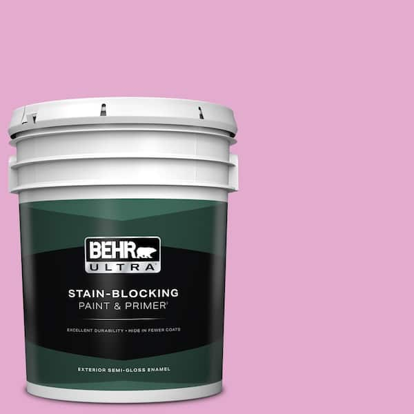 BEHR ULTRA 5 gal. #680A-3 Pink Bliss Semi-Gloss Enamel Exterior Paint & Primer