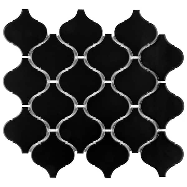 BLACK DESIGN 葉月 Black Marble Arabesque Mosaic Tile Honed