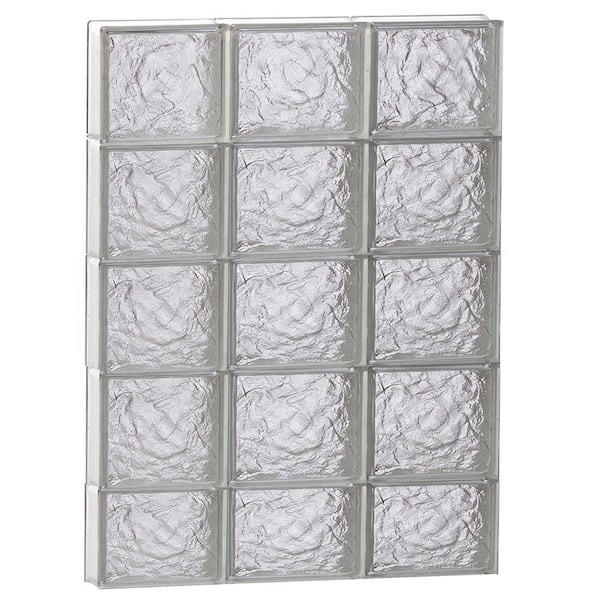 Clearly Secure 23.25 in. x 36.75 in. x 3.125 in. Frameless Ice Pattern Non-Vented Glass Block Window