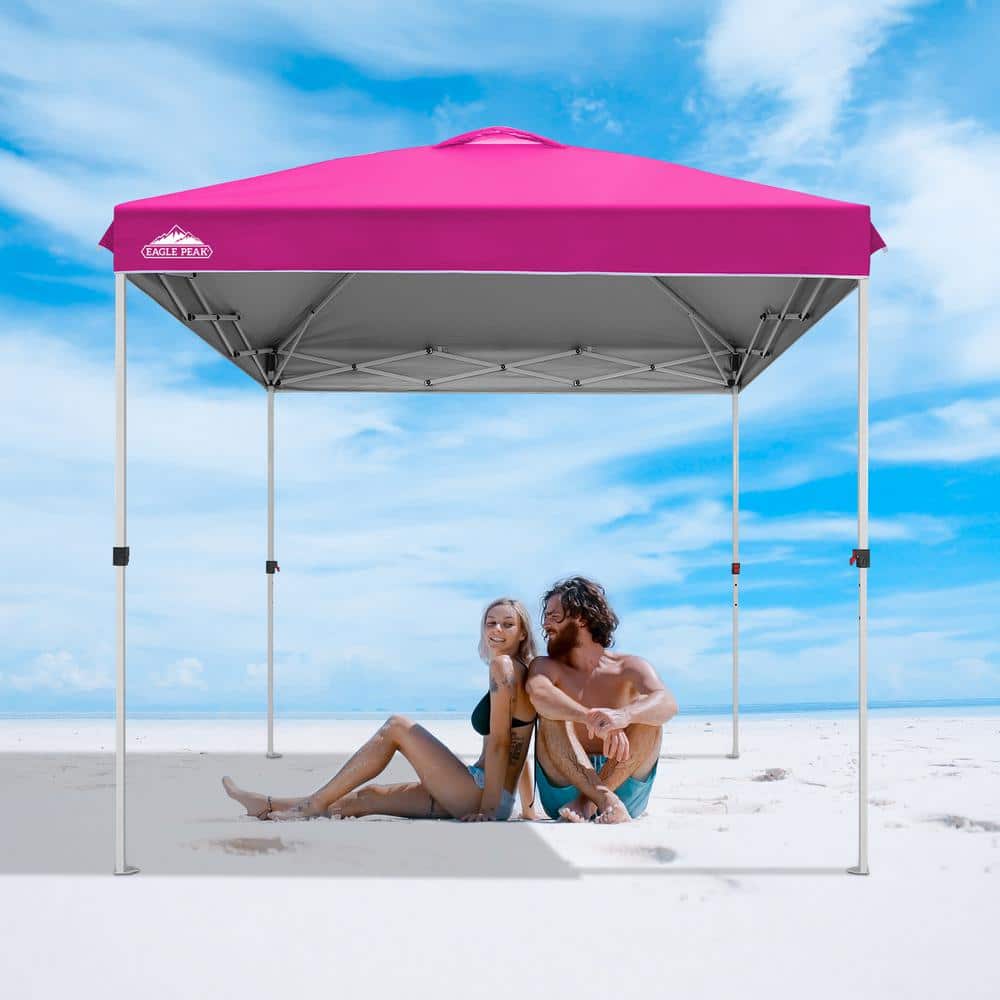 8x8 Pink and White Steel Pop-Up Canopy Tent