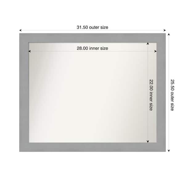Amanti Art Brushed Nickel 31.5 in. x 25.5 in. Custom Non-Beveled Recycled Polystyrene Framed Bathroom Vanity Wall Mirror