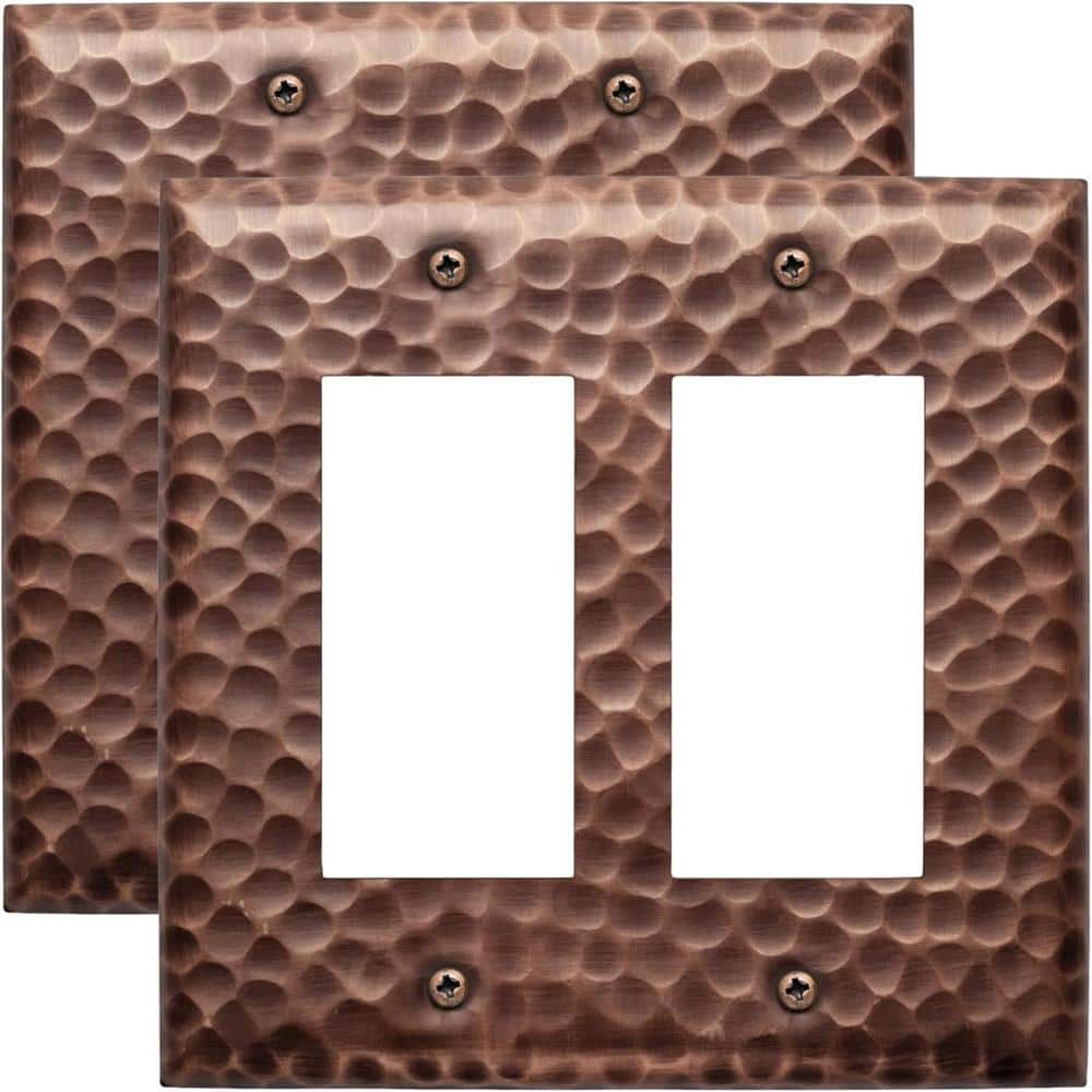 Hand Hammered 2-Gang Antique Copper Finish Double Rocker / Decorator Metal Wall Plate (2-Pack) price history on PriceWatchPro