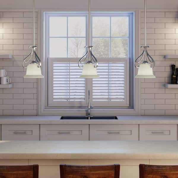Torino 1-Light Brushed Nickel Mini Pendant with Etched Glass