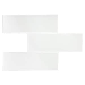 Glass Subway 3 in. x 9 in. x 6mm Wall Tile Case - Bright White (27 Piece, 5 Sq.ft.)