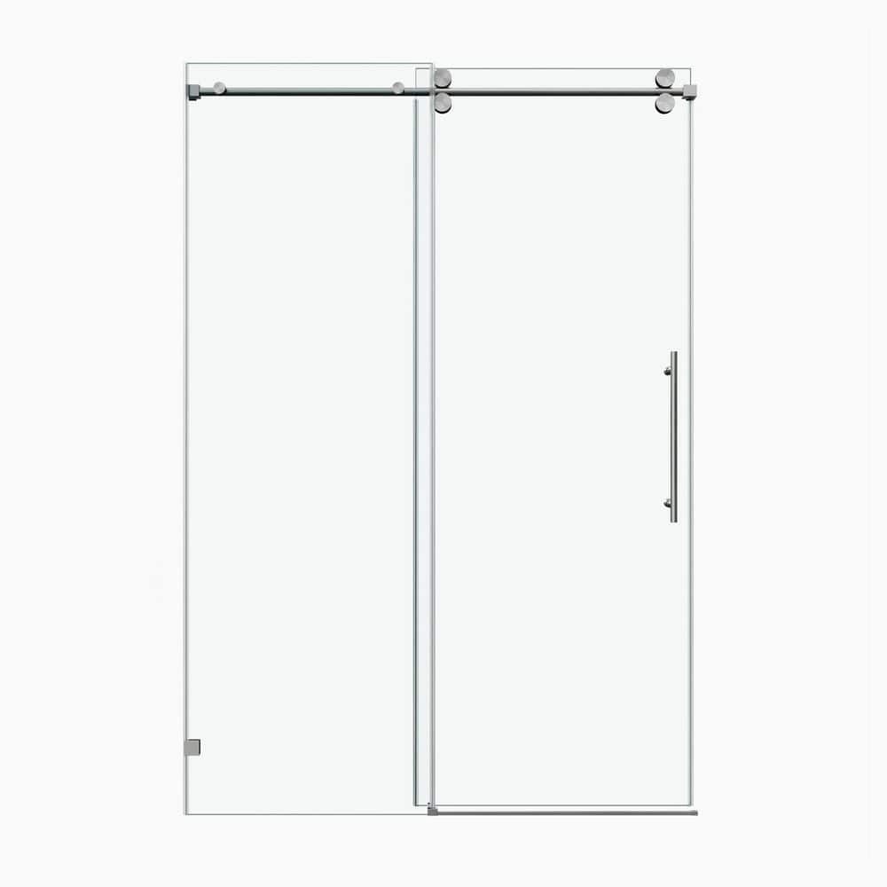 48 in. W x 66 in. H Fixed & Sliding Shower Door in Brushed Nickel with Clear Tempered Glass and Leak-Free Design price history on PriceWatchPro