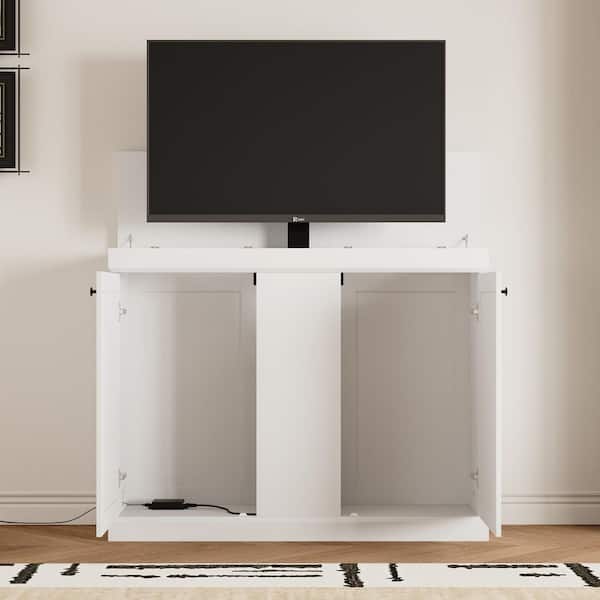 FUFU&GAGA White TV Stand Fits TVs up to 40-55 in. with Lift