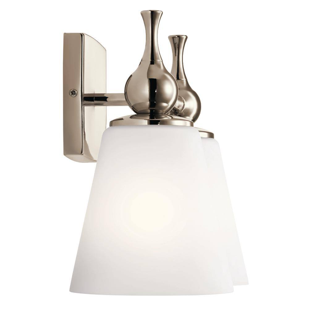 Polished Nickel 2-Light Vanity with Satin Etched Glass