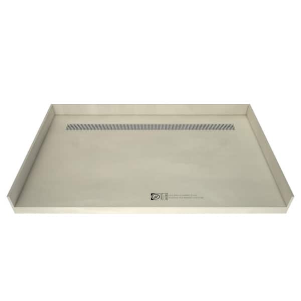 Tile Redi Redi Trench 32 in. x 60 in. Barrier Free Shower Base with Back Drain and Polished Chrome Trench Grate