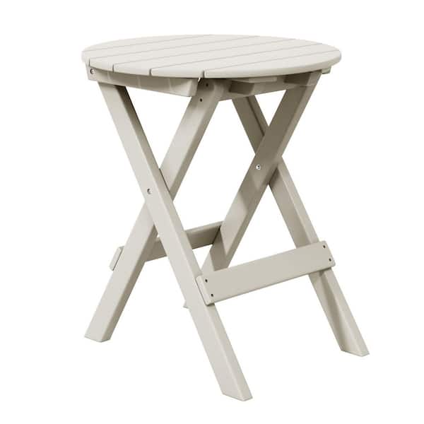 Laguna Plastic Outdoor Patio Round 24.5" Portable Flat Folding Dining Table, Sand