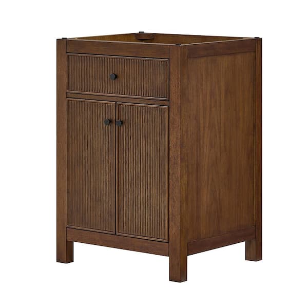 Pendry 23 in. Bath Vanity Cabinet without Top in Dark Walnut with Matte Black Trim