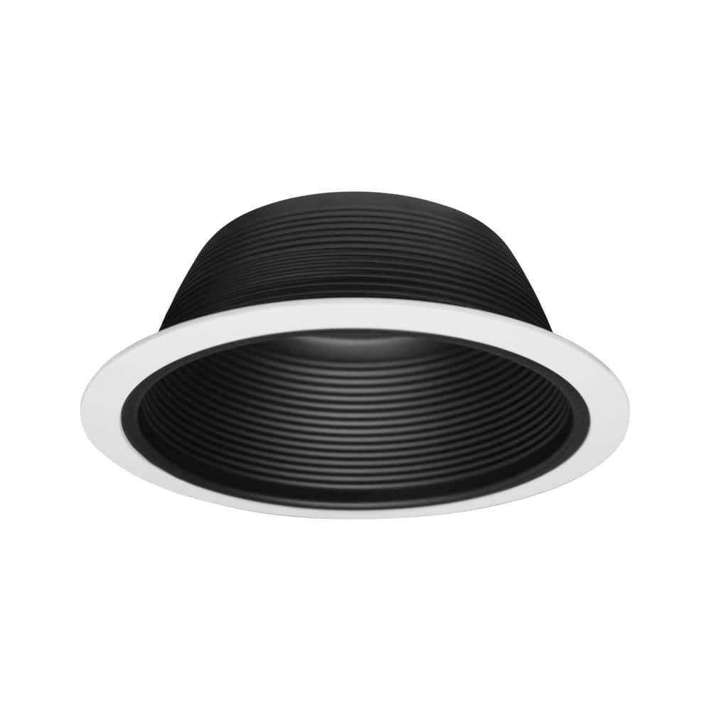 6-Inch Black and White Steel Baffle Recessed Trim