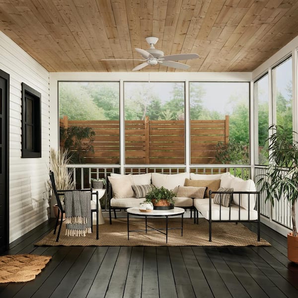 Renew Patio 52 in. Indoor/Outdoor Matte White Dual Mount Ceiling Fan with Pull Chain for Covered Patios