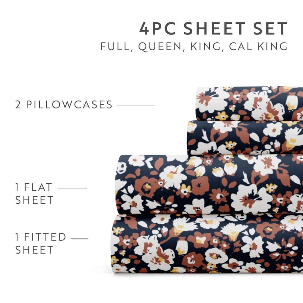 Twin Terracotta Floral Microfiber Kids Sheet Set