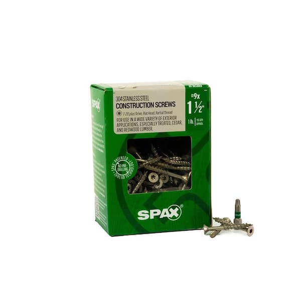 SPAX #9x1-1/2 in. Exterior Flat Head Stainless Steel Wood Deck Screws Construction TorxT-Star Plus(155 Each)1 LB Bit Included