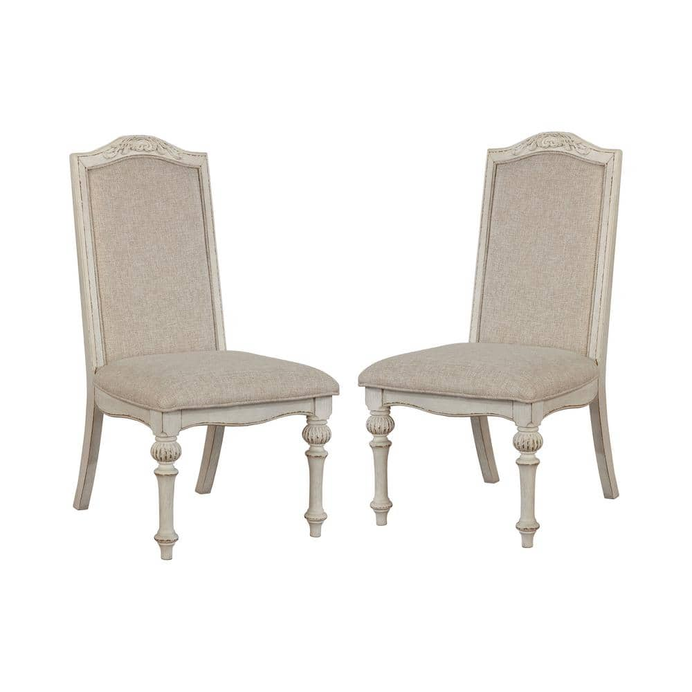 Furniture of America Willadeene Antique White Side Chairs (Set of 2 ...