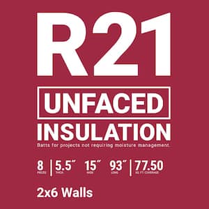 R-21 Unfaced Fiberglass Insulation Batt 15 in. x 93 in.