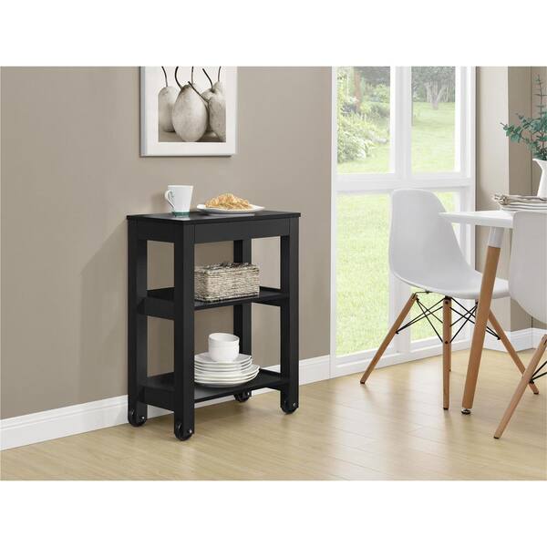 Ameriwood Parsons Wide Storage Cart in Black