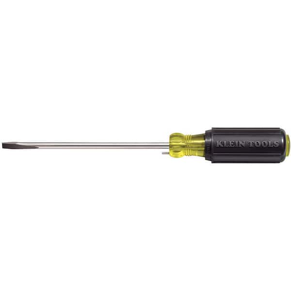 Klein Tools 1/4 in. Cabinet-Tip Wire Bending Flat Head Screwdriver with 6 in. Round Shank- Cushion Grip Handle