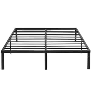 VECELO Tall Bed Frames Black, Metal Frame Queen Platform Bed With Heavy ...