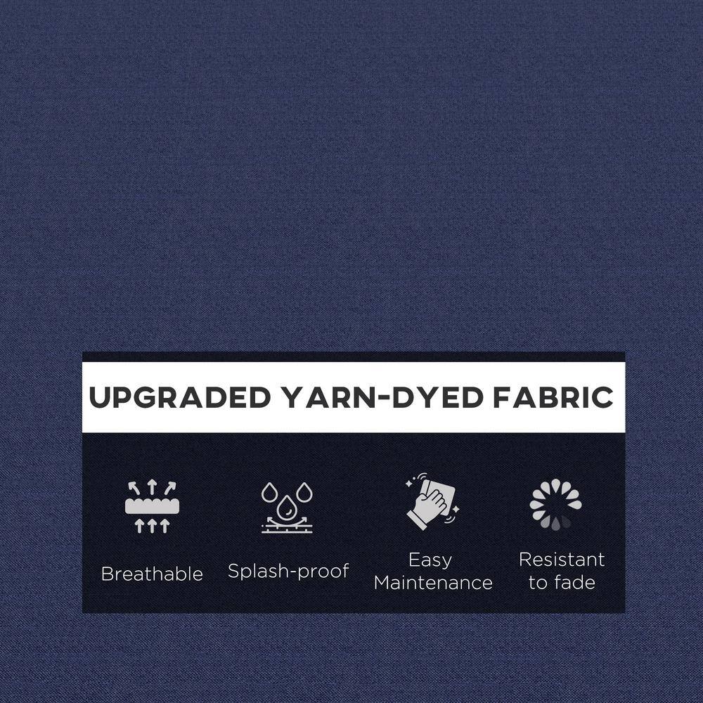 Navy Blue Outdoor Chaise Lounge Cushions with Ties, 72" x 21"