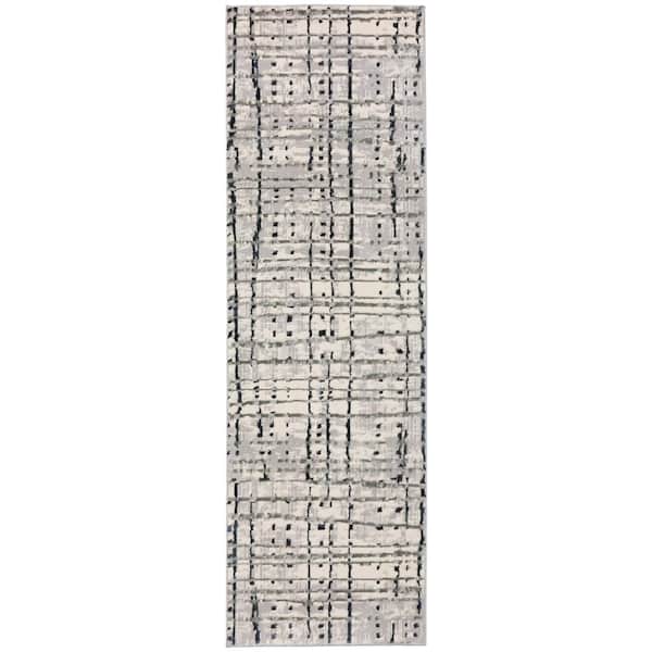 Addison Rugs Gentry 4 Grey 2 Ft. 3 In. x 7 Ft. 5 In. Abstract Checker Area Rug