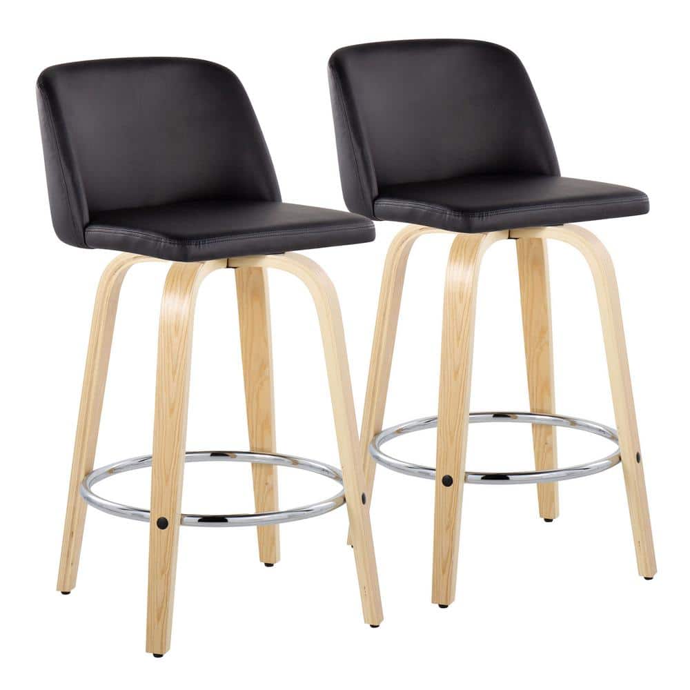 Gray Swivel Wood and Metal Counter Stool Set