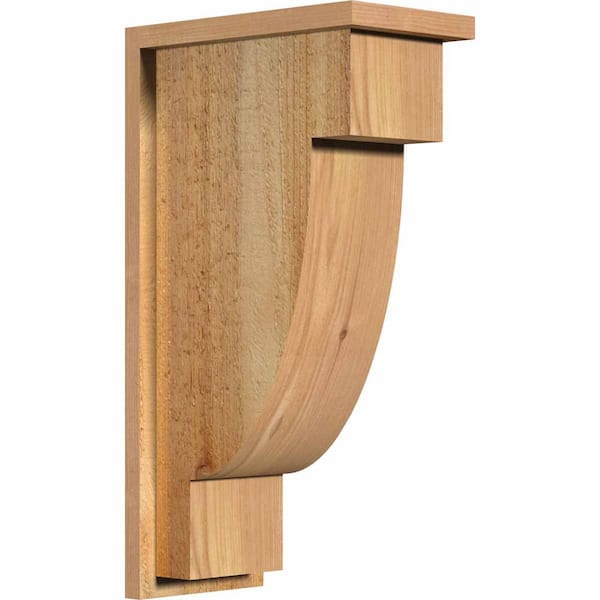 Ekena Millwork 8 in. x 14 in. x 26 in. Western Red Cedar Del Alpine Rough Sawn Corbel with Backplate