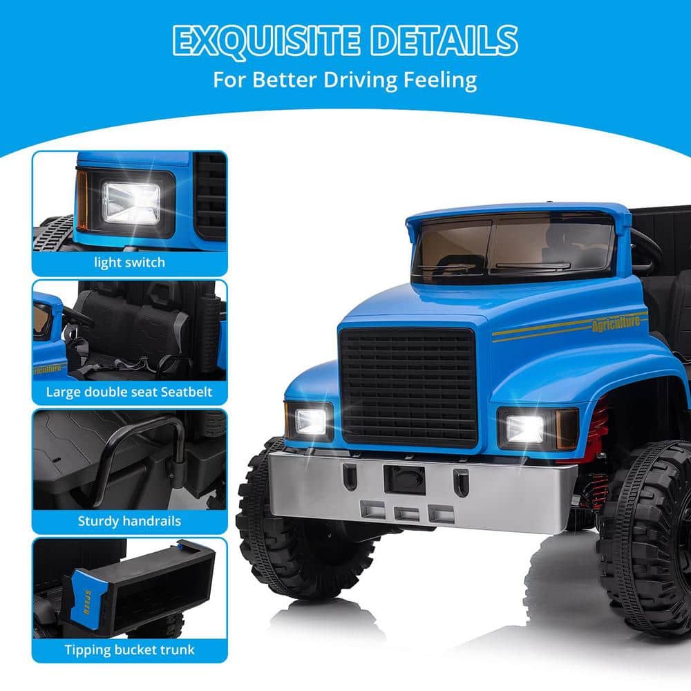 Blue 24V 2-Seater Ride-On Truck with Remote Control