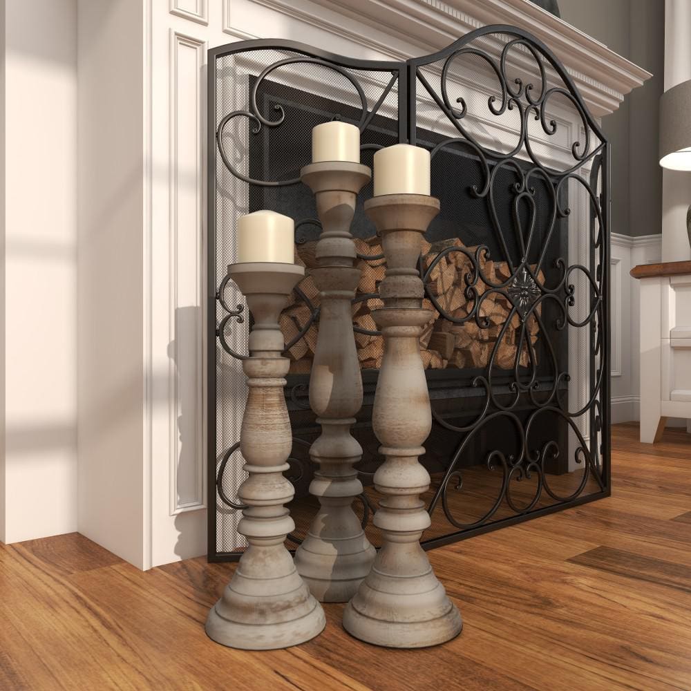 Rustic Elegance Tall Wooden Candle Lantern, 23" Antique Finish