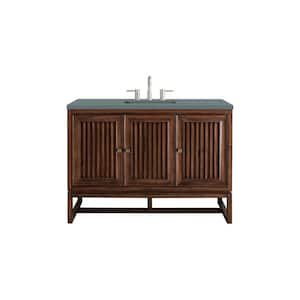 Athens 48 in. W x 23.5 in. D x 34.5 in. H Bathroom Vanity in Mid Century Acacia with Cala Blue Quartz Top