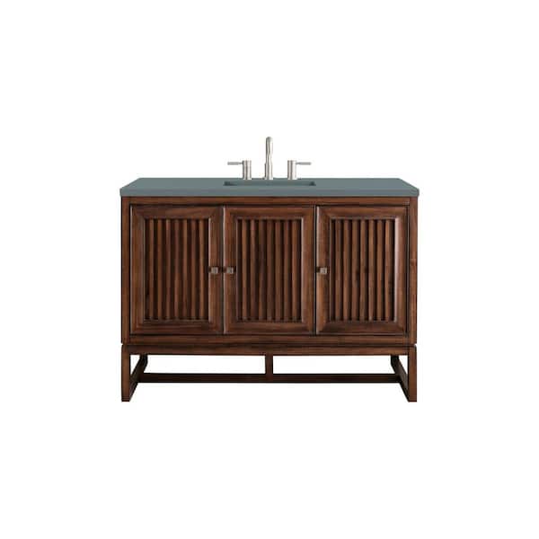 James Martin Vanities Athens 48 in. W x 23.5 in. D x 34.5 in. H Bathroom Vanity in Mid Century Acacia with Cala Blue Quartz Top