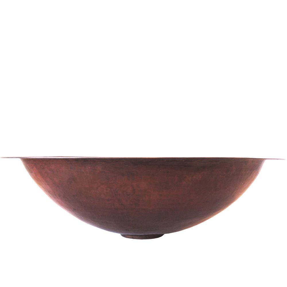 Antique Hammered Copper Oval Undermount Bathroom Sink