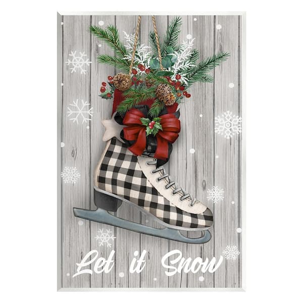 Stupell Industries Let it Snow Ice Skate by Conrad Knutsen 1-Piece Unframed Graphic Print Typography Poster Art Print 15 in. x 10 in.